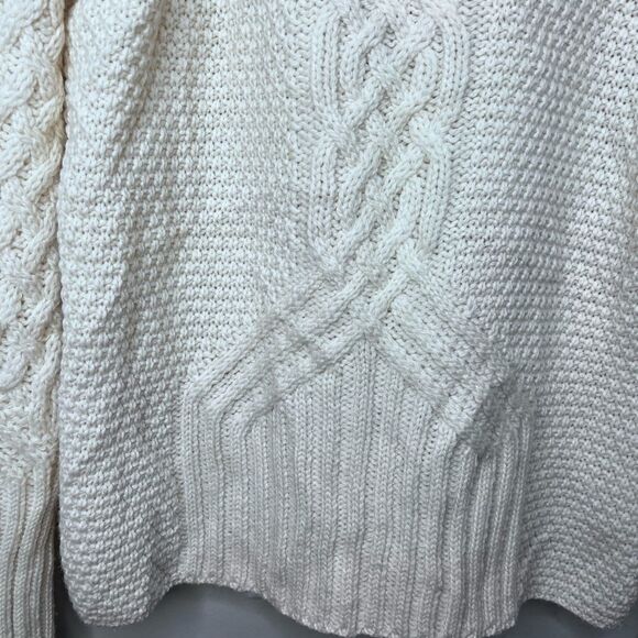 Aran Cream Cable Knit Cardigan Sweater Size Medium - Picture 6 of 10